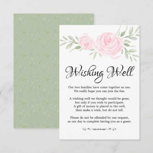 Carte de puits de souhaits de mariage aux roses aq (Devant / Derrière)