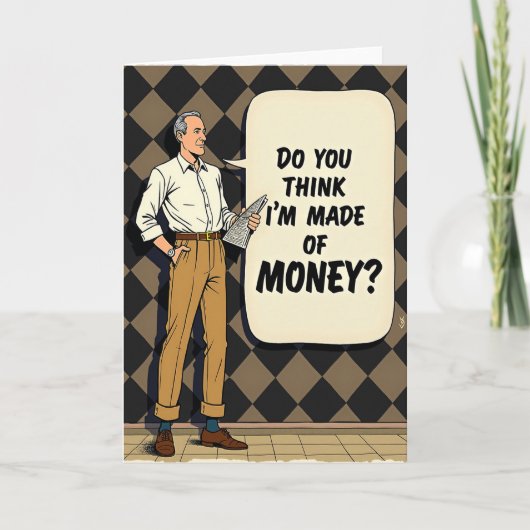 Carte de question d'argent pour papa rétro (Devant)