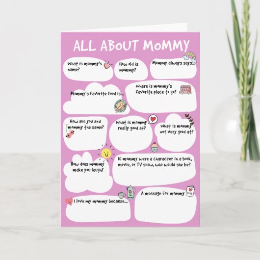 Carte de questionnaire de MOMMY Mother's Birthday (Devant)