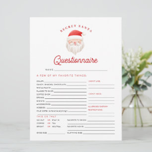 Carte de questionnaire KRIS Christmas Secret Père