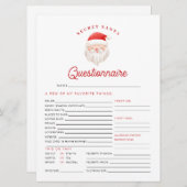 Carte de questionnaire Secret Santa de Noël KRIS (Devant / Derrière)