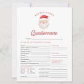 Carte de questionnaire Secret Santa de Noël KRIS (Devant)