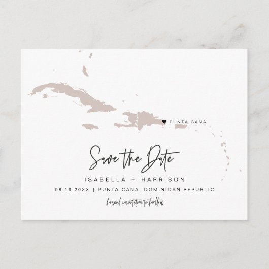 Carte de QUINN Punta Cana Enregistrez la date Cœur (Devant)