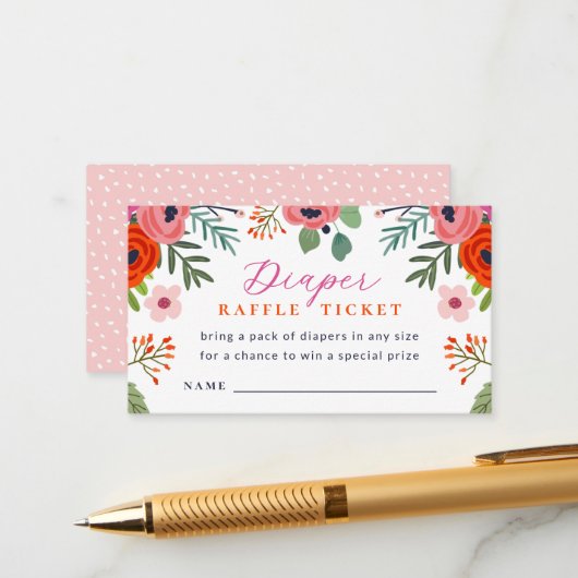 Carte de rabat à Baby shower floral clair (Devant/Arrière en situation)