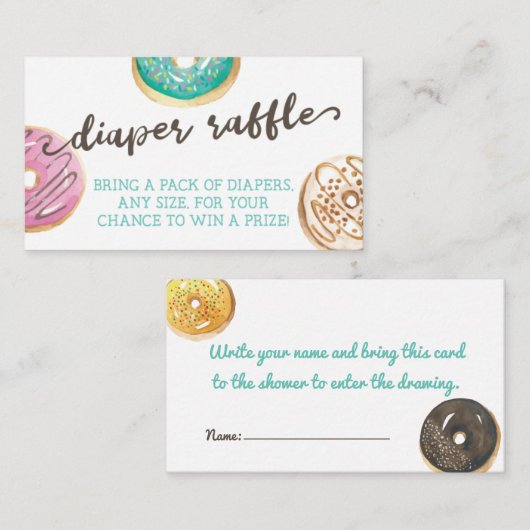 Carte de rabat Baby shower de couches d'aquarelle (Devant / Derrière)