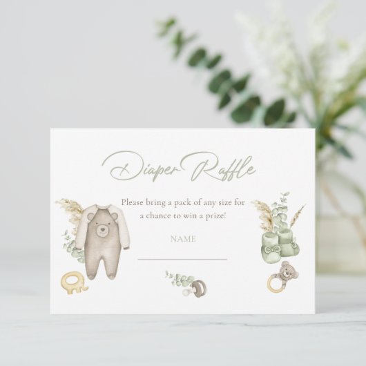 Carte de rabat Baby shower pour bébé vert (Debout devant)