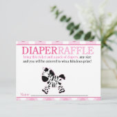 Carte de rabat Baby shower Zèbre rose (Debout devant)