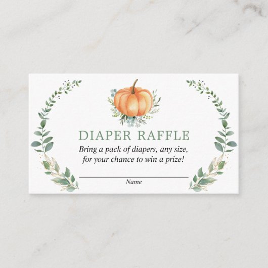 Carte de rabat Citrouille Baby shower vert automne (Devant)