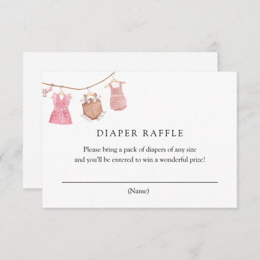 Carte de rabat classique pour bébé rose (Devant / Derrière)