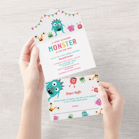 Carte de rabat Petit Baby shower Monster (Déchirure)