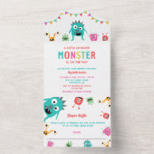 Carte de rabat Petit Baby shower Monster (À l'intérieur)