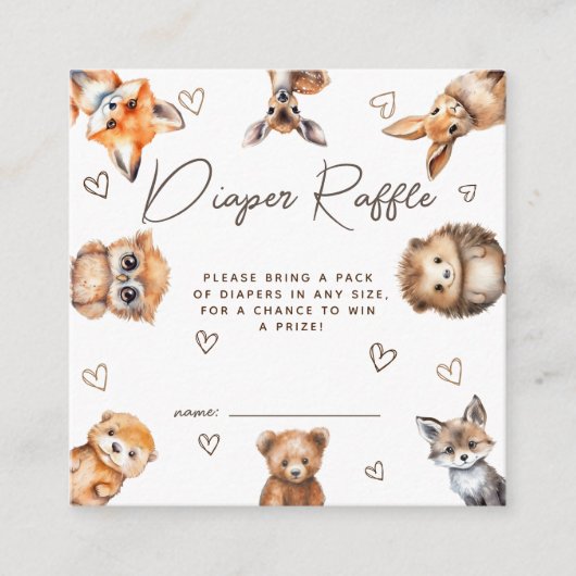 Carte de rabat pour Baby shower animal de bois (Devant)