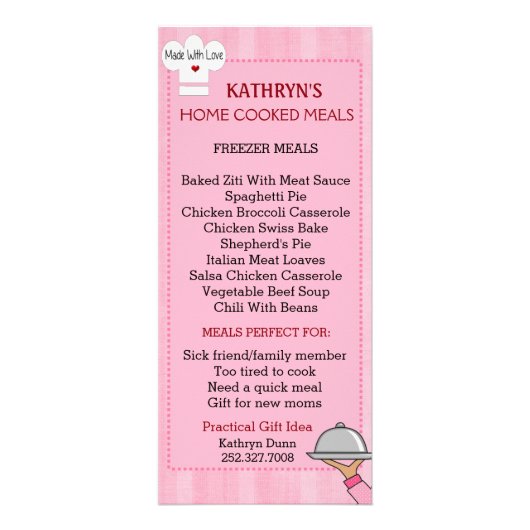 Carte de rack de repas cuits maison (Devant)