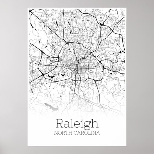 Carte de Raleigh - Caroline du Nord - Poster de ca (Devant)