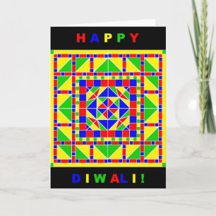 Carte de Rangoli Diwali de couleurs primaires