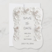 Carte de rappel 3D White Roses Save The Date (Devant)