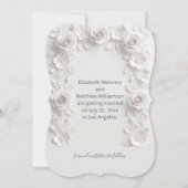 Carte de rappel 3D White Roses Save The Date (Dos)