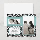 Carte de rappel 4x5 Black Damask Bleu (Devant / Derrière)