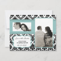 Carte de rappel 4x5 Black Damask Bleu