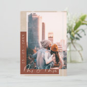 Carte de rappel à motif terracotta avec photo (Debout devant)