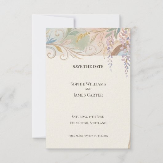 Carte de rappel baroque florale pastel (Devant)