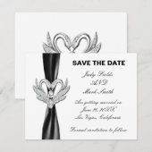 Carte de rappel Black Ribbon Silver Swans (Devant / Derrière)