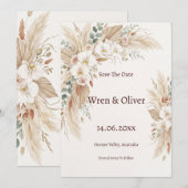 Carte de rappel Boho Herbe des Pampas Orchidée Bla (Devant / Derrière)