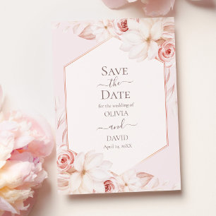 Carte de rappel Boho roses rose pâle