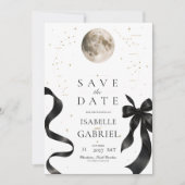 Carte de rappel céleste à ruban noir au clair de l (Devant)