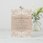 Carte de rappel de date à sauver Burlap & Lace (Debout devant)