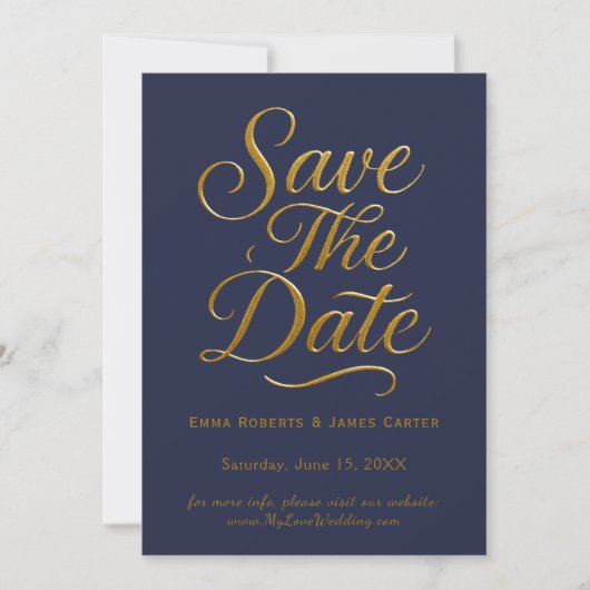 Carte de rappel de date calligraphiée Navy (Devant)