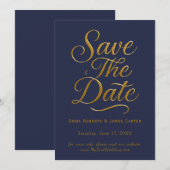 Carte de rappel de date calligraphiée Navy (Devant / Derrière)
