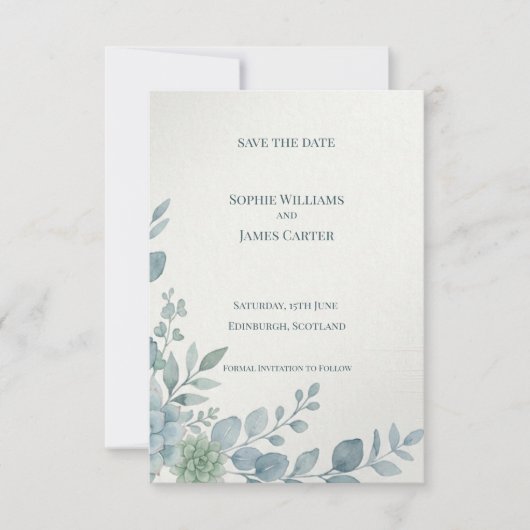 Carte de rappel de date de mariage à bordure latér (Devant)