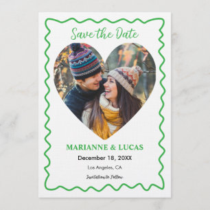 Carte de rappel de date de mariage à cadre ondulé 