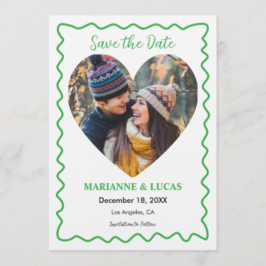 Carte de rappel de date de mariage à cadre ondulé (Devant)