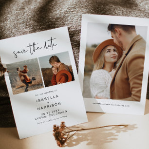 Carte de rappel de date de mariage à deux photos, 