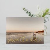 Carte de rappel de date de mariage à feuille d'or (Debout devant)