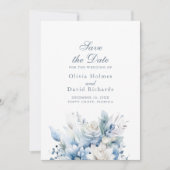 Carte de rappel de date de mariage à fleurs bleu p (Devant)