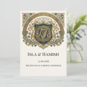 Carte de rappel de date de mariage à monogramme ce (Debout devant)