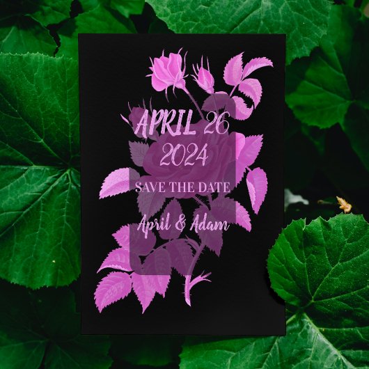 Carte de rappel de date de mariage à motif botaniq