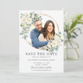 Carte de rappel de date de mariage à photo de fleu (Debout devant)