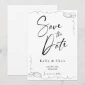 Carte de rappel de date de mariage à plat avec cal (Devant / Derrière)