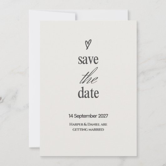 Carte de rappel de date de mariage à script cœur m (Devant)