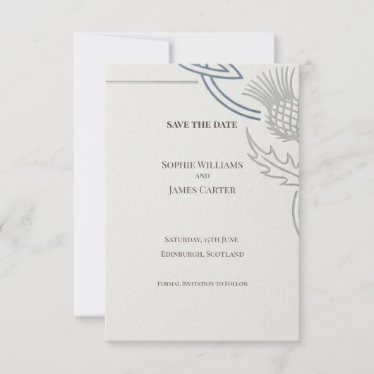 Carte de rappel de date de mariage au chardon celt (Devant)