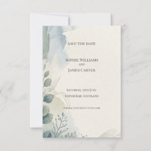 Carte de rappel de date de mariage au eucalyptus g