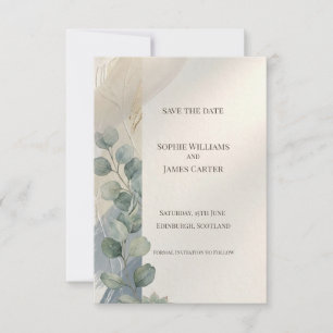 Carte de rappel de date de mariage au eucalyptus g