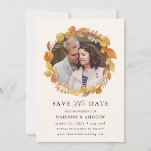 Carte de rappel de date de mariage Automne Photo