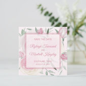 Carte de rappel de date de mariage avec des roses  (Debout devant)
