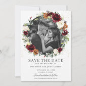 Carte de rappel de date de mariage avec fleurs en (Devant)