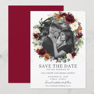Carte de rappel de date de mariage avec fleurs en 
